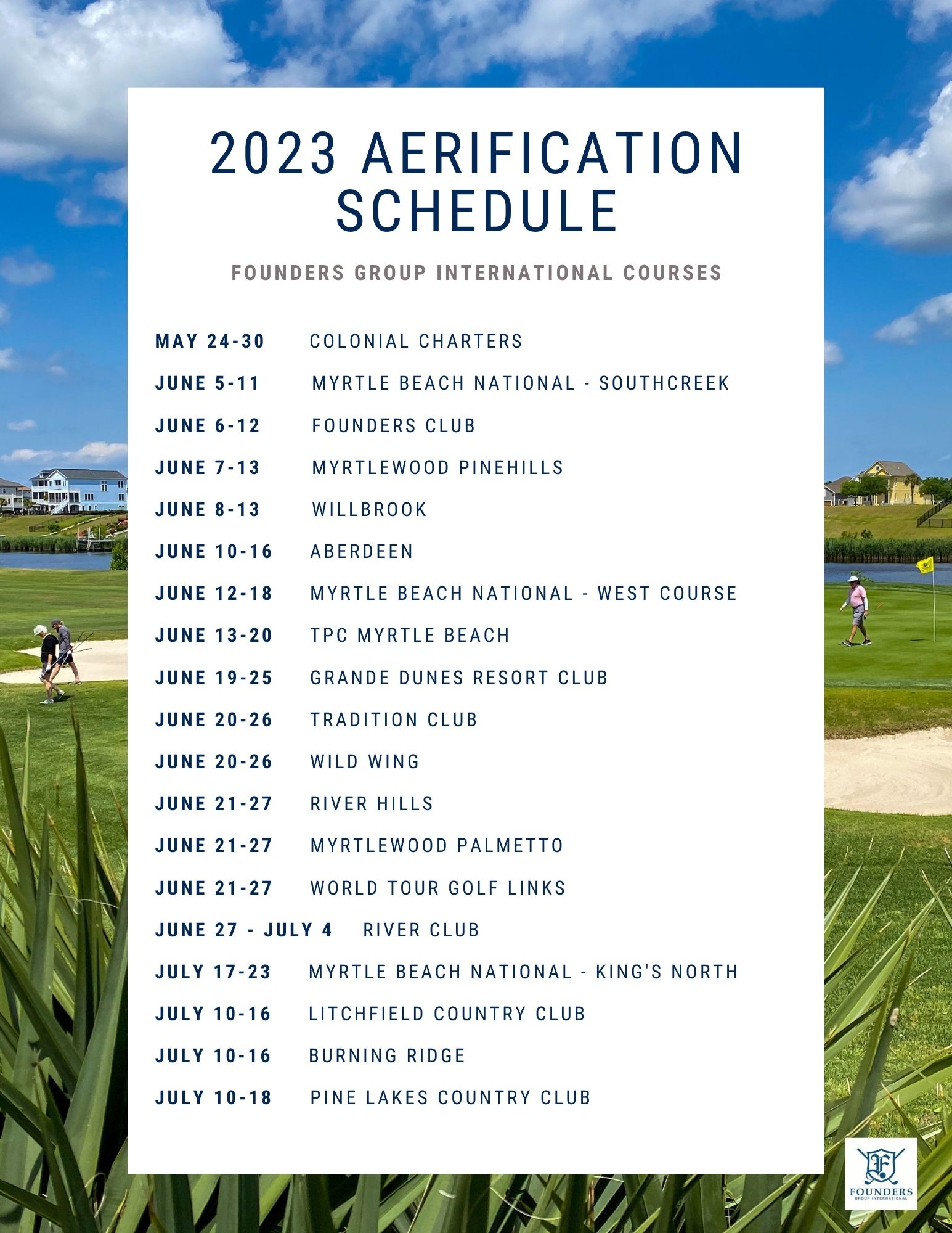 2023 Aerification Schedule Prime Times Honors Card Prime Times