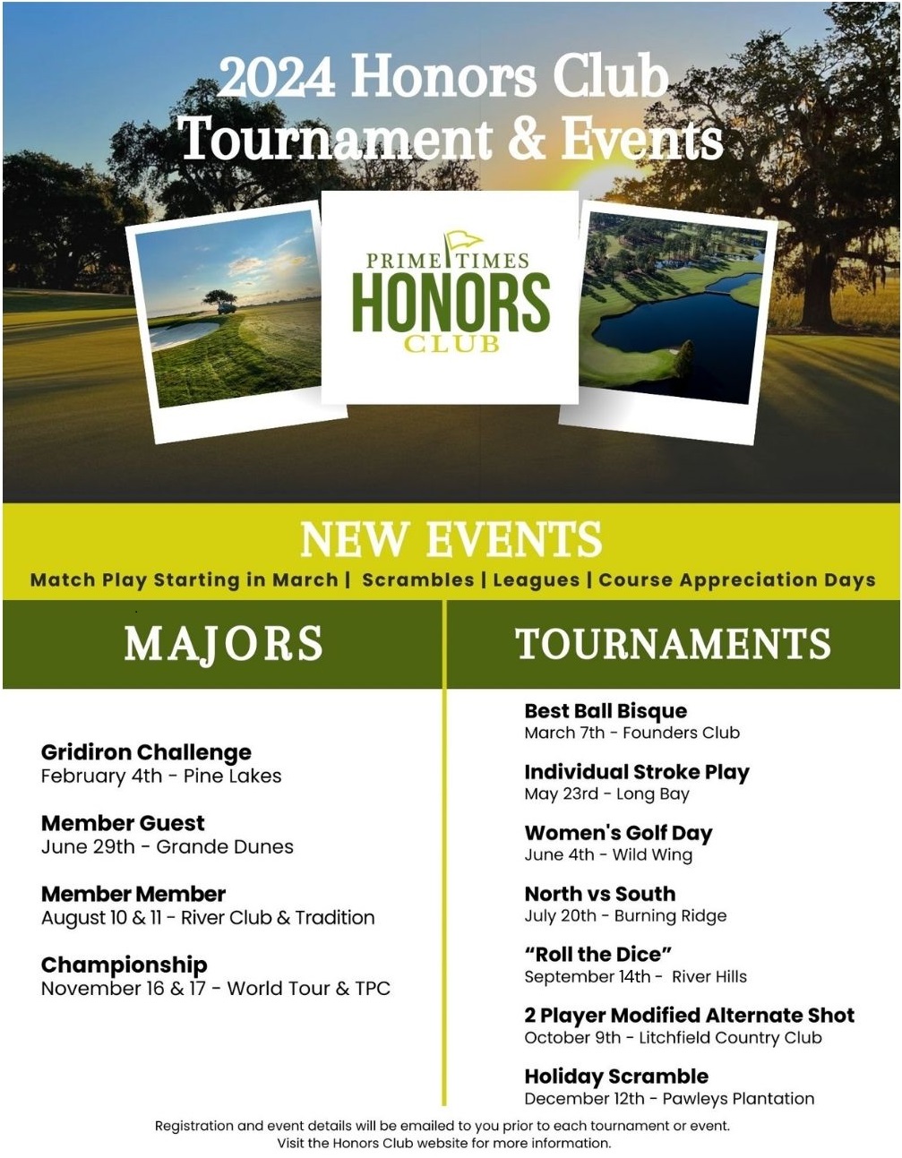 Image: 2024 Honors Club Tournaments & Events