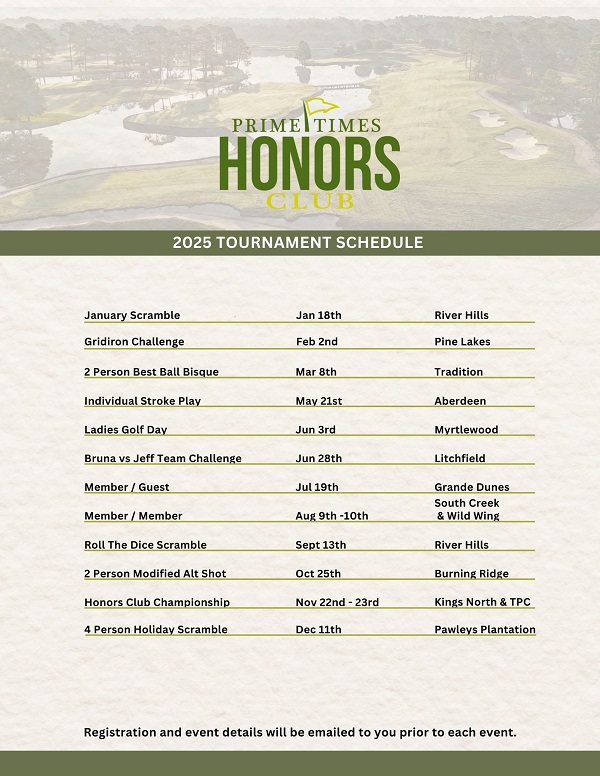 Image: 2025 Honors Club Tournaments & Events